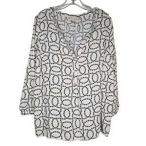 Philosophy Woman by Republic Split Neck Blouson Top Peasant Boho Blouse 3X